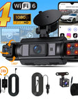 4Ch WiFi Dashcam car camera Black Box Driving DVR FHD 1080P