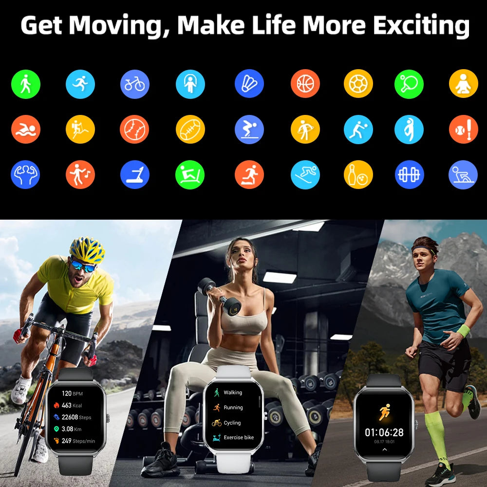 New Ultra Thin Smart Watch men 1.96" AMOLED HD Pixel Display