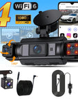 4Ch WiFi Dashcam car camera Black Box Driving DVR FHD 1080P